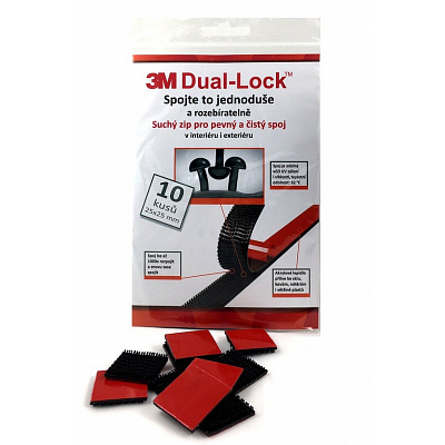 3M Dual-Lock™, negru, ambalaj = 10 pătrate 25 x 25 mm