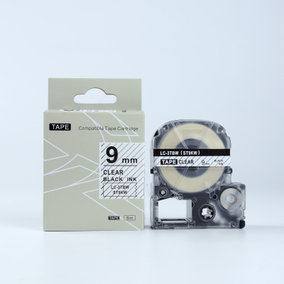 Epson LK-3TBN, ST9KW, C53S653004, 9mm x 9m, text negru / fundal transparent, banda compatibila