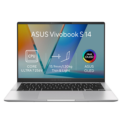 ASUS Vivobook S14/S5406SAL-OLED329WZ/U7-256V/14"/WUXGA/16GB/512GB/Intel int/W11H/Argintiu/2R