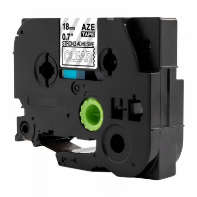 Banda compatibila Brother TZ-S145 / TZe-S145, 18mm x 8m, extr.adh. text alb / fundal transparent