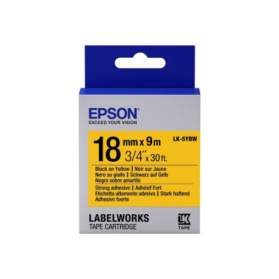 Epson LabelWorks LK-5YBW C53S655010 18mm x 9m, text negru / fundal galben, adeziv puternic, banda original