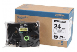 Brother HGe-651, 24mm x 8m, 5buc., text negru / fundal galben, banda originala