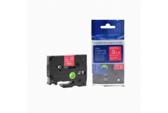 Banda compatibila Brother TZ-425 / TZe-425, 9mm x 8m, text alb / fundal rosu