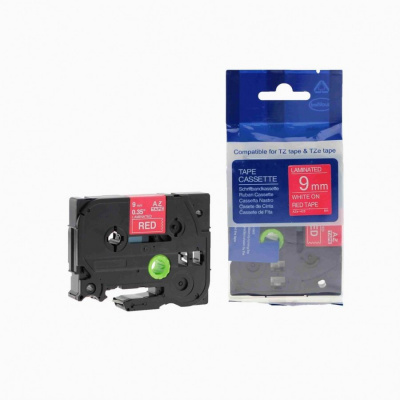 Banda compatibila Brother TZ-425 / TZe-425, 9mm x 8m, text alb / fundal rosu