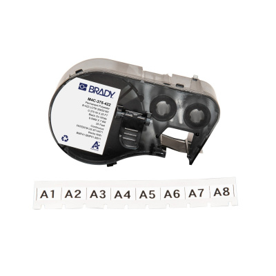 Brady M4C-375-422 / 170730, 9.53 mm x 7.62 m, Poliester, text negru / fundal alb
