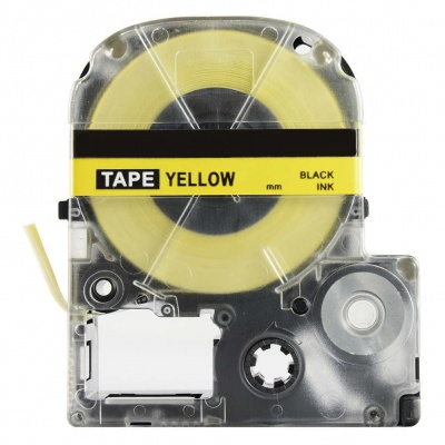 Epson SK12Y, 12mm x 5m, text negru / fluorescenta fundal galben, banda compatibila
