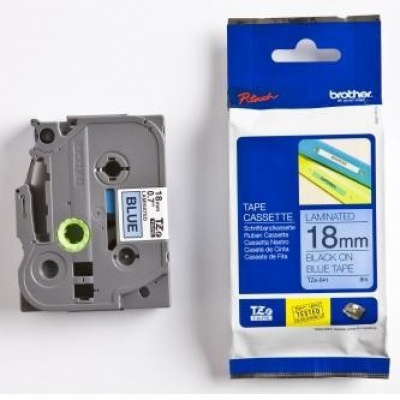 Brother TZ-541 / TZe-541, 18mm x 8m, text negru / fundal albastru, banda original
