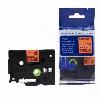 Brother HGe-B31, semnal 12mm x 8m, text negru/fundal portocaliu, de mare viteză banda compatibila