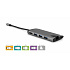 Stație de andocare USB-C 7 în 1, 1xHDMI, 1xUSB-C, 3xUSB, 1xRJ45, cititor de carduri SD, gri