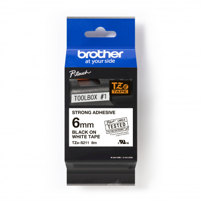 Brother TZ-S211 / TZe-S211 Pro Tape, 6mm x 8m, text negru/fundal alb, banda original