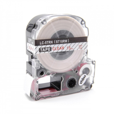 Epson LC-5TRN, ST18RW, 18mm x 8m, text rosu / fundal transparent, banda compatibila