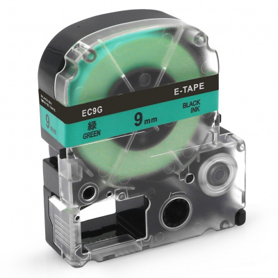 Epson LK-3GBP, SC9GW, 9mm x 9m, text negru / fundal verde, banda compatibila
