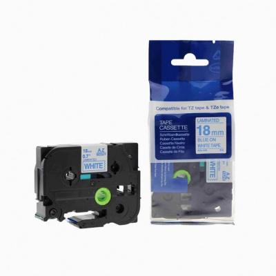 Banda compatibila Brother TZ-243 / TZe-243, 18mm x 8m, text albastru / fundal alb