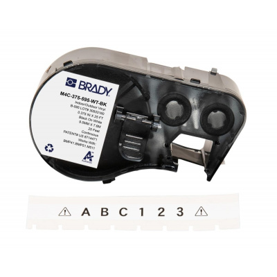 Brady M4C-375-595-WT-BK / 170843, 9.53 mm x 7.62 m, Vinil, text negru / fundal alb