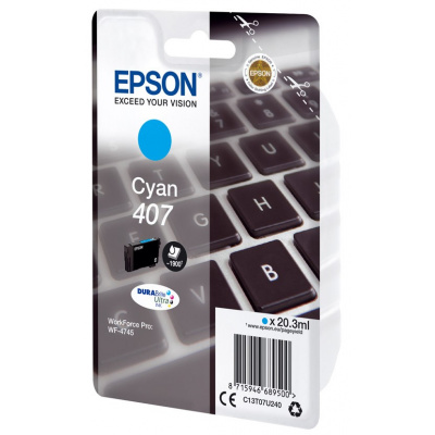 Epson 407 C13T07U240 azuriu (cyan) original cartrige