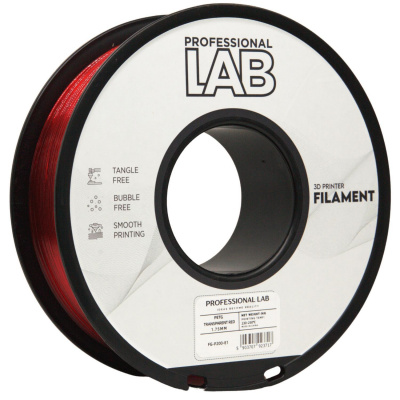Professional Lab FG-P200-E1, filament 3D, PETG, 1,75 mm, 1000 g, Roșu transparent (Transparent red)