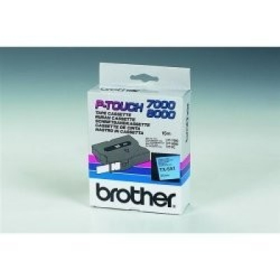 Brother TX-551, 24mm x 15m, text negru / fundal albastru, banda original