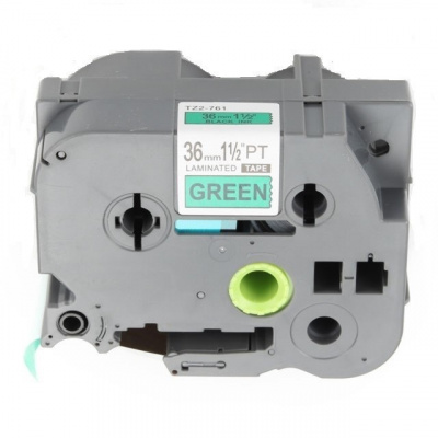 Banda compatibila Brother TZ-761 / TZe-761, 36mm x 8m, text negru / fundal verde