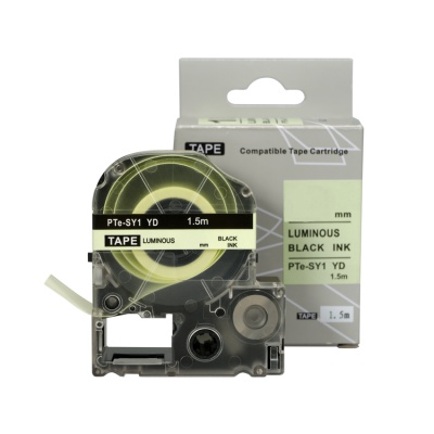 Epson SY12YD, 12mm x 1,5m, text negru / luminescent fundal alb, banda compatibila
