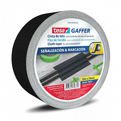Tesa 53949 Matt Gaffer Tape, bandă textilă mată neagră, 50 mm x 50 m