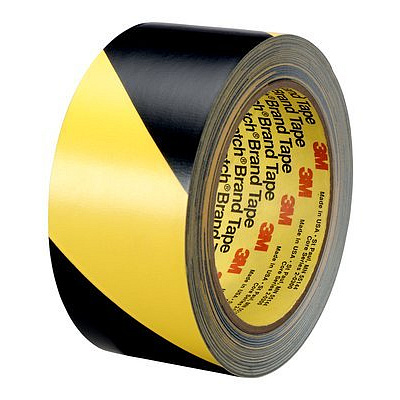 Bandă PVC 3M 5702 galben-negru, rezistentă la abraziune, 50 mm x 33 m