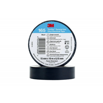 3M Temflex 165 Bandă izolatoare electrică, 15 mm x 10 m