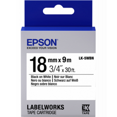 Epson LabelWorks LK-5WBN C53S655006 18mm x 9m, text negru / fundal alb, banda original