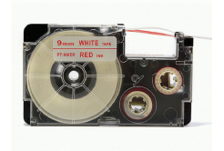 Banda compatibila Casio XR-9WER 9mm x 8m text rosu / fundal alb