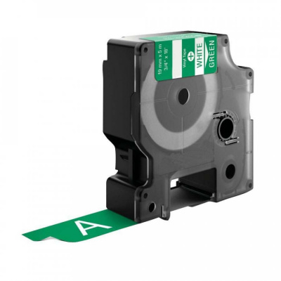 Banda compatibila Dymo 1805420, 19mm x 5, 5m text alb / fundal verde, vinil