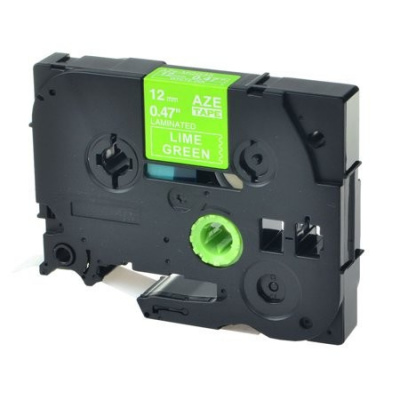 Banda compatibila Brother TZ-MQG35 / TZe-MQG35, 12mm x 5m, text alb / fundal verde