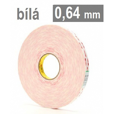 3M VHB™ 4932-P, tl. 0,64 mm; bílá oboustranně velmi silně lepicí akrylová páska 19 mm x 33 m