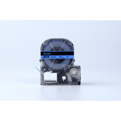 Epson SE18BW, 18mm x 8m, text negru / fundal albastru, securitate, banda compatibila