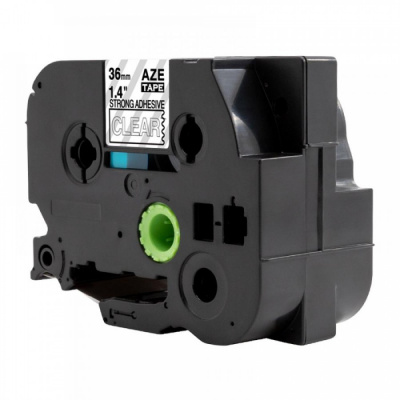 Banda compatibila Brother TZ-S165 / TZe-S165, 36mm x 8m, extr.adh. text alb / fundal transparent