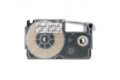 Banda compatibila Casio XR-24X1, 24mm x 8m, text negru / fundal transparent
