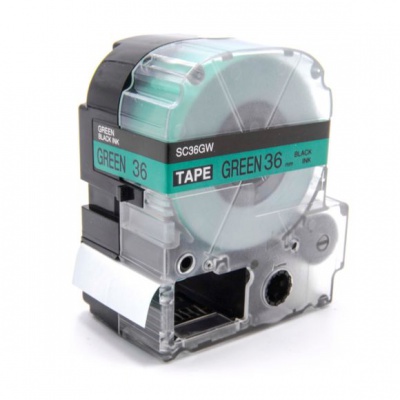Epson LK-7GBP, SC36GW, 36mm x 9m, text negru / fundal verde, banda compatibila