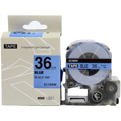 Epson LK-SC36BW, 36mm x 9m, text negru / fundal albastru, banda compatibila