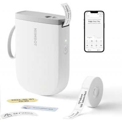 Niimbot D11-H Smart 1AA57281601, aparat de etichetat, alb + rola etichete