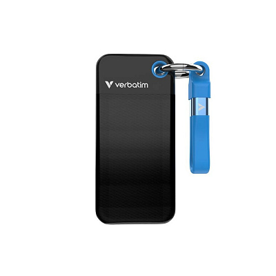 VERBATIM SSD extern Pocket SSD 2TB, USB-C 3.1, negru/albastru