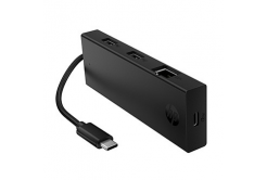 Hub multiplu HP USB-C cu 4 porturi, B8SU8UT, negru, lungime cablu 15 cm, 1 USB Type-C, 2 USB Type-A, 1 RJ-45