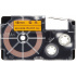 Casio XR-18FOE , 18mm x 8m, text negru / semnal fundal portocaliu, banda compatibila