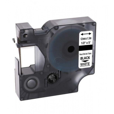 Dymo 18055, S0718300, 12mm x 1, 5m text negru / fundal alb, tub termocontractibil, banda compatibila