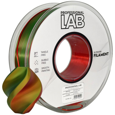 Professional Lab FG-P105-E1, 3D filament, PLA Silk, 1,75mm, 1000g,  Tri Color, Multicolor (Red, Yellow, Green)