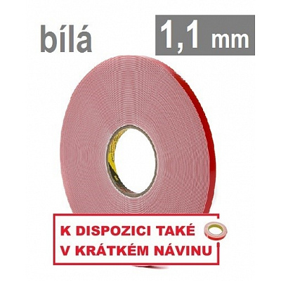 3M VHB™ 4950, gro. 1,1 mm; alb bandă acrilică dublu adezivă de înaltă aderență 19 mm x 3 m
