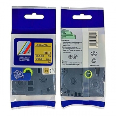 Brother HGe-861, 36mm x 8m, text negru / fundal auriu, de mare viteză banda compatibila