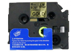 Banda compatibila Brother TZ-811 / TZe-811, 6mm x 8m, text negru / fundal auriu