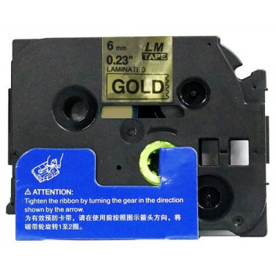 Banda compatibila Brother TZ-811 / TZe-811, 6mm x 8m, text negru / fundal auriu