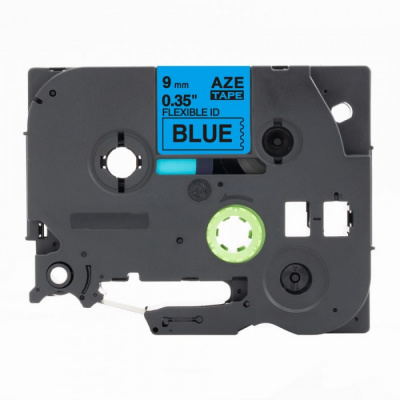 Banda compatibila Brother TZ-FX521 / TZe-FX521, 9mm x 8m, flexi, text negru / fundal albastru