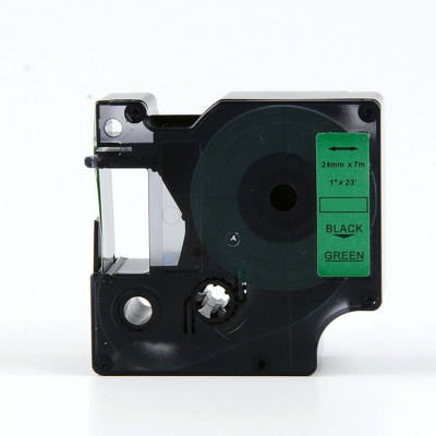 Banda compatibila Dymo 53719, S0720990, 24mm x 7m, text negru / fundal verde