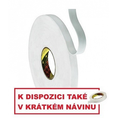 3M 9508W Bandă dublu adezivă din spumă pentru montaj, albă 19 mm x 66 m