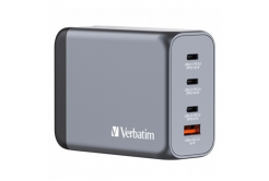 Verbatim GaN 32204, încărcător de rețea de călătorie, USB 3.0, USB C, gri, 200 W, furci interschimbabile C,G,A